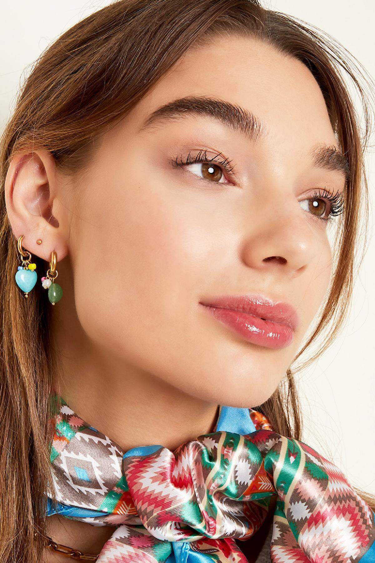 Dangling earrings Green & Gold Color Stainless Steel 2