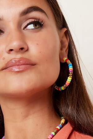 Colourful beads earrings Multi polymer clay h5 Picture3