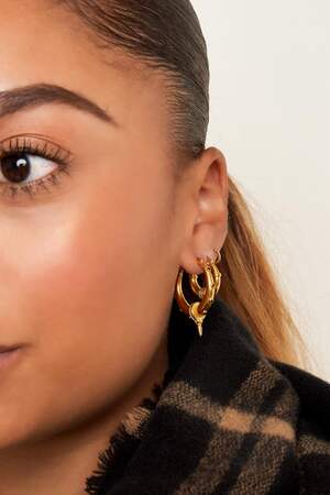 Boucles d'oreilles acier inoxydable pierres noires - large h5 Image4