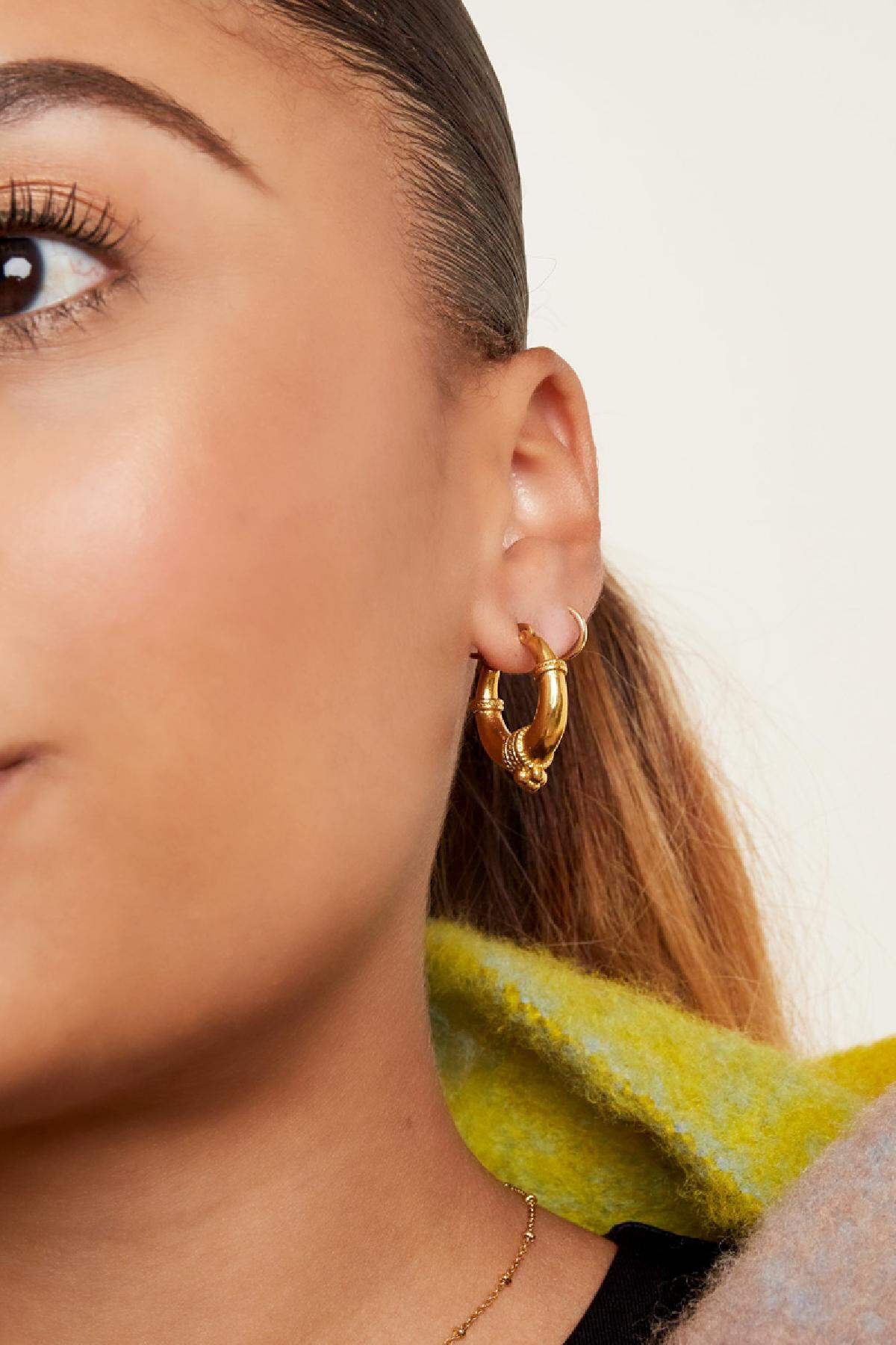 pendientes de acero inoxidable con detalle de cuerda - grandes  h5 Imagen3