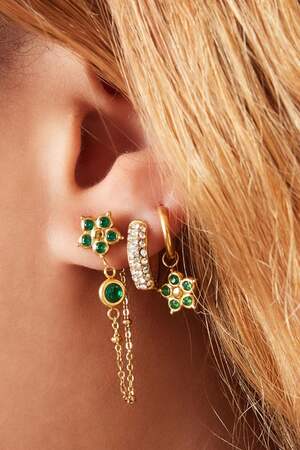 Orecchini pendenti con fiore in zircone Gold Stainless Steel h5 Immagine3