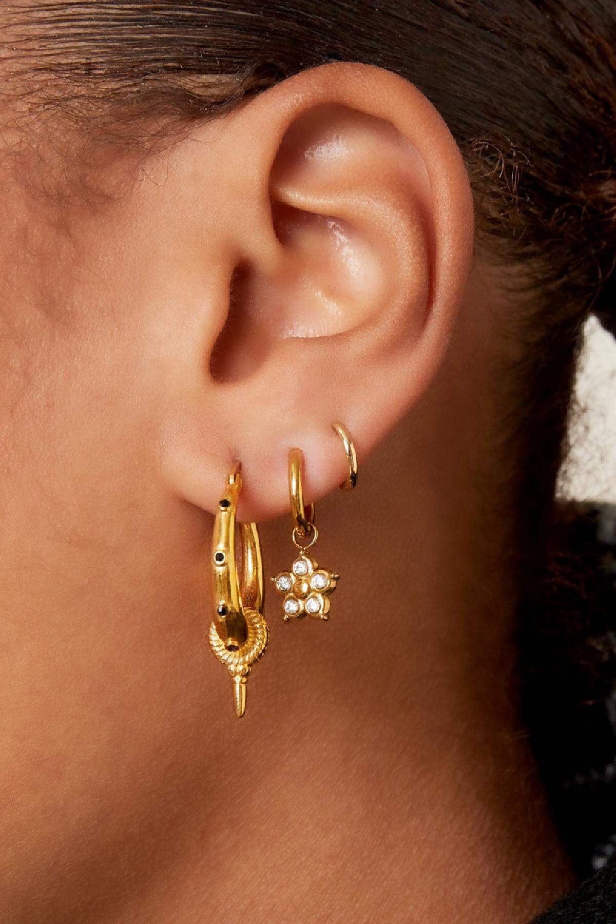 Orecchini con fiore in zircone Gold Stainless Steel h5 Immagine2