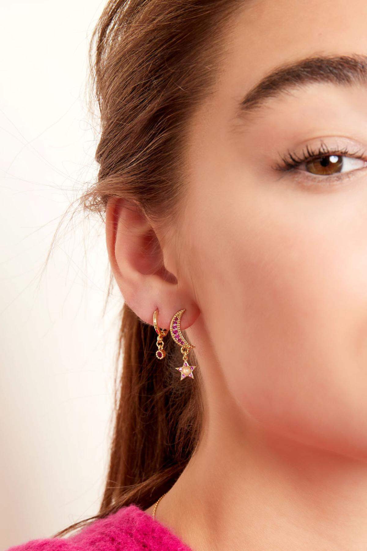 Küpeler ay ve yıldız - Sparkle koleksiyonu Gold Copper Resim4