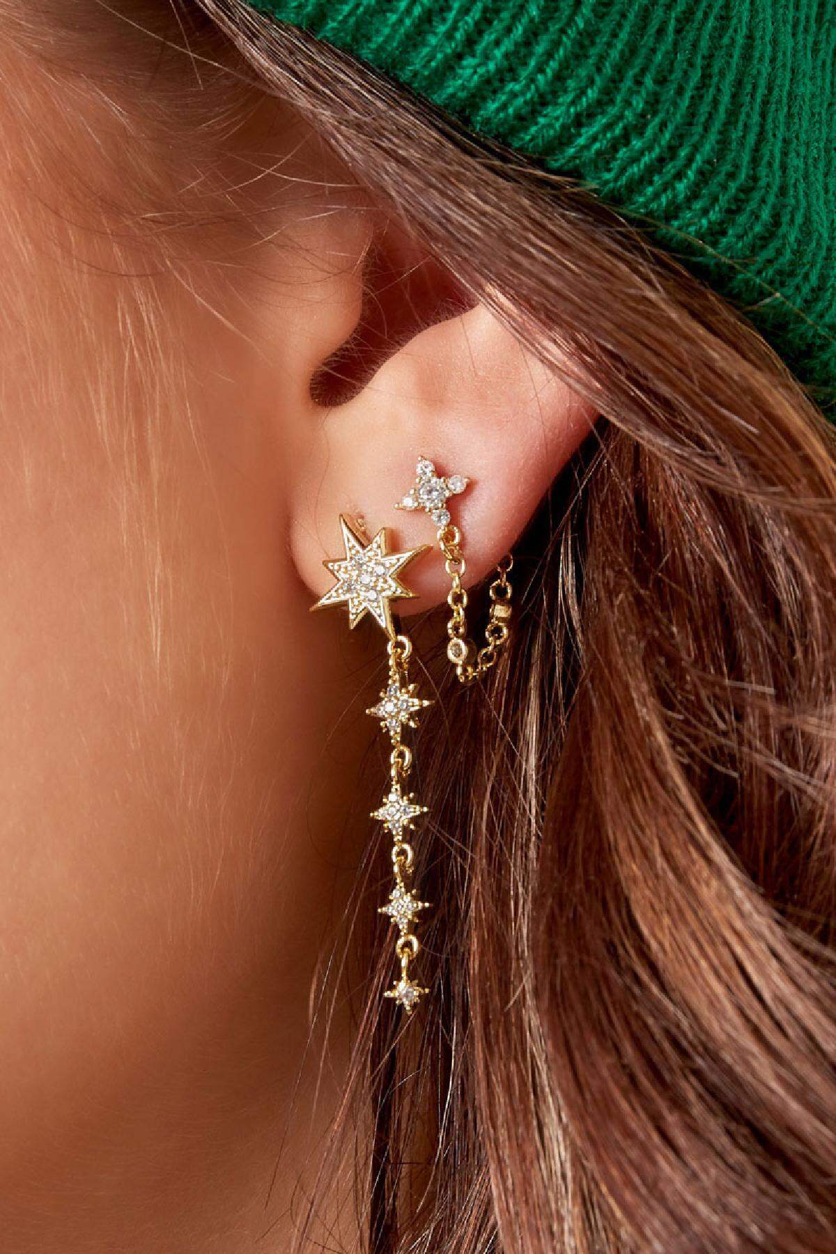 Boucles d'oreilles cinq étoiles - Boucles d'oreilles scintillantes Argenté Cuivré h5 Image4