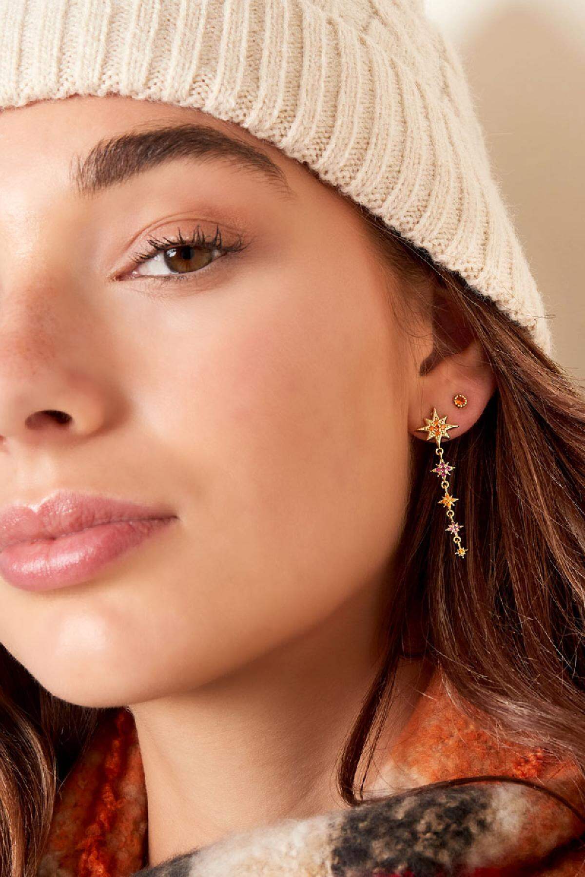 Boucles d'oreilles cinq étoiles - Boucles d'oreilles scintillantes Argenté Cuivré h5 Image2