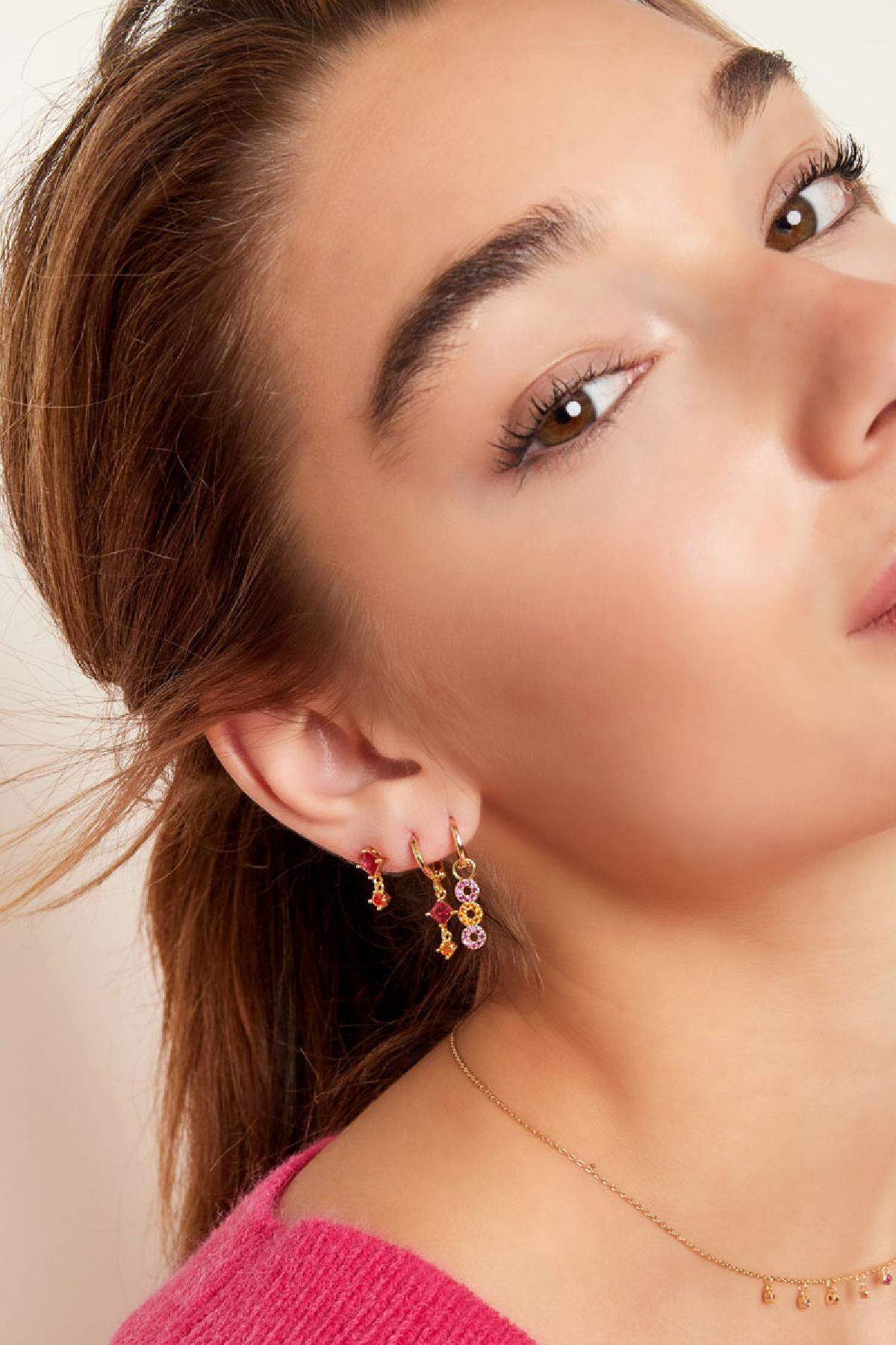 Earrings colored stones - Sparkle collection Green & Gold color Copper 2