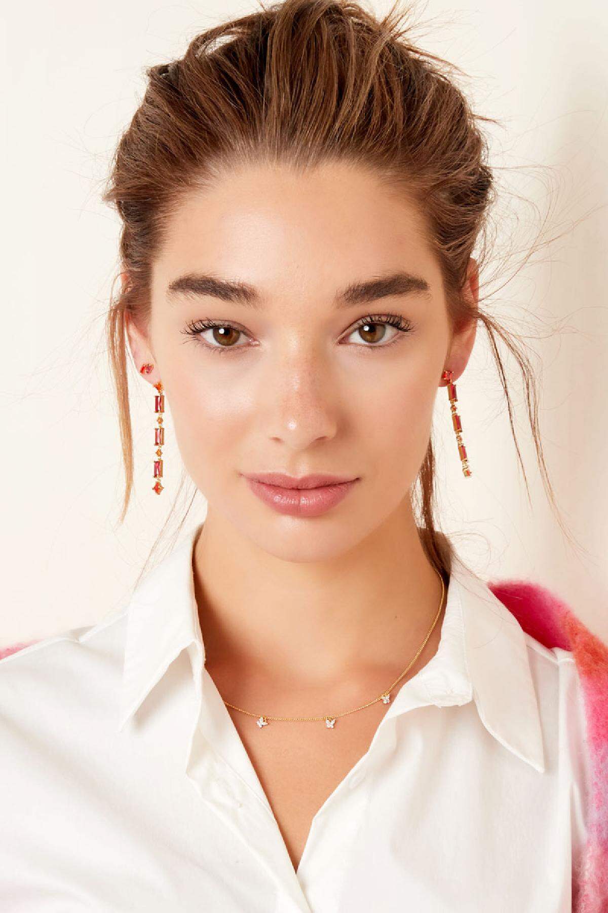 Earrings colored stones - Sparkle collection Gold color Copper h5 Picture3