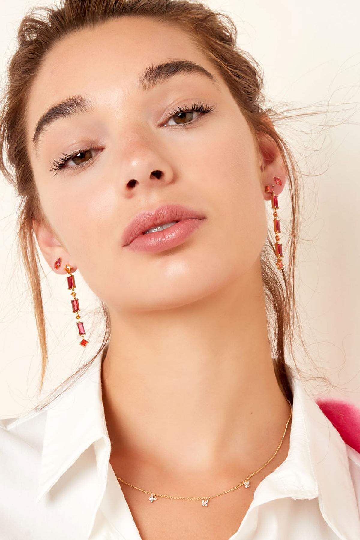 Earrings colored stones - Sparkle collection Gold color Copper h5 Picture4