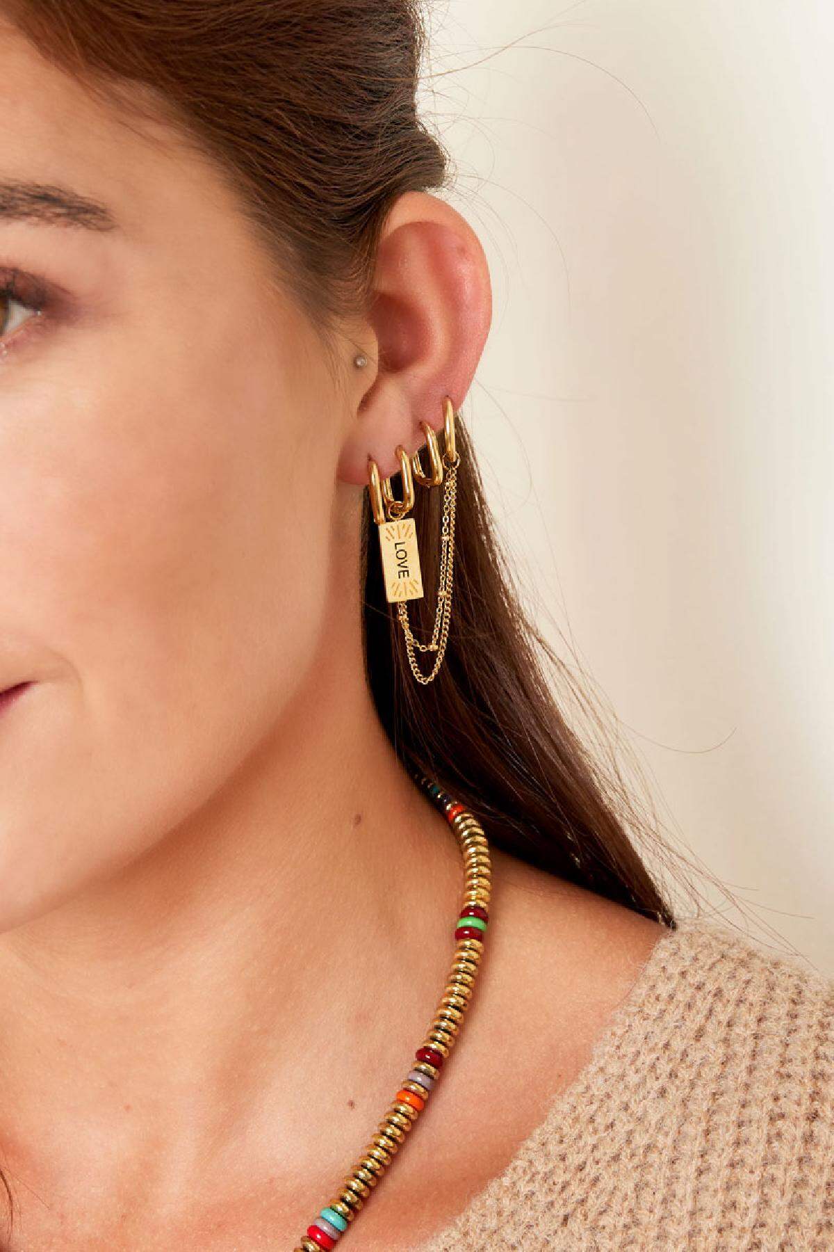 Boucles d'oreilles avec chaîne et charme d'amour Acier inoxydable h5 Image2