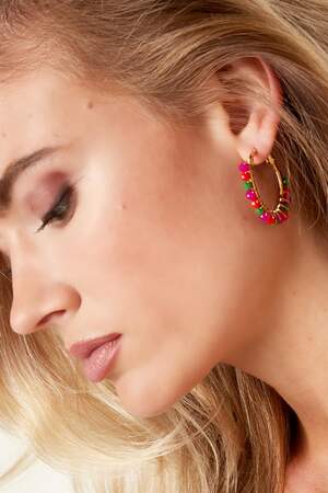 Boucles d'oreilles créoles avec perles colorées Multicouleur Acier inoxydable h5 Image3