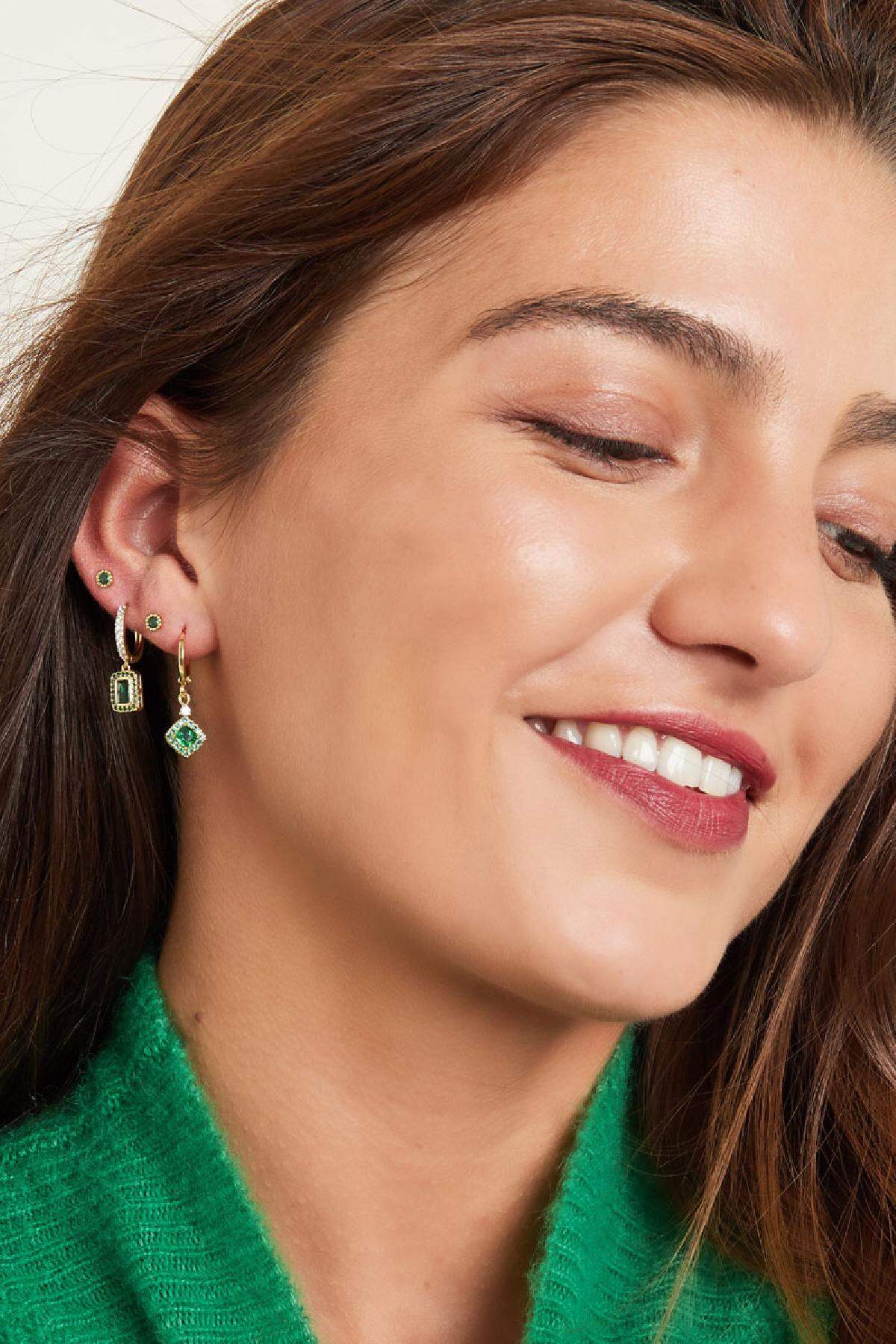 Boucles d'oreilles avec pendentif zircone - Collection Sparkle Cuivré Image3