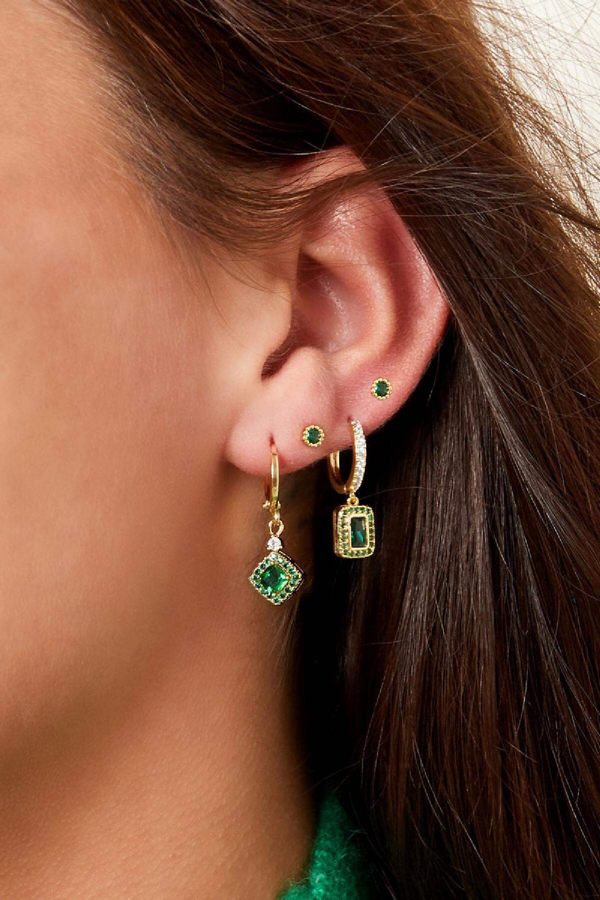 Boucles d'oreilles avec pendentif zircone - Collection Sparkle Cuivré Image4