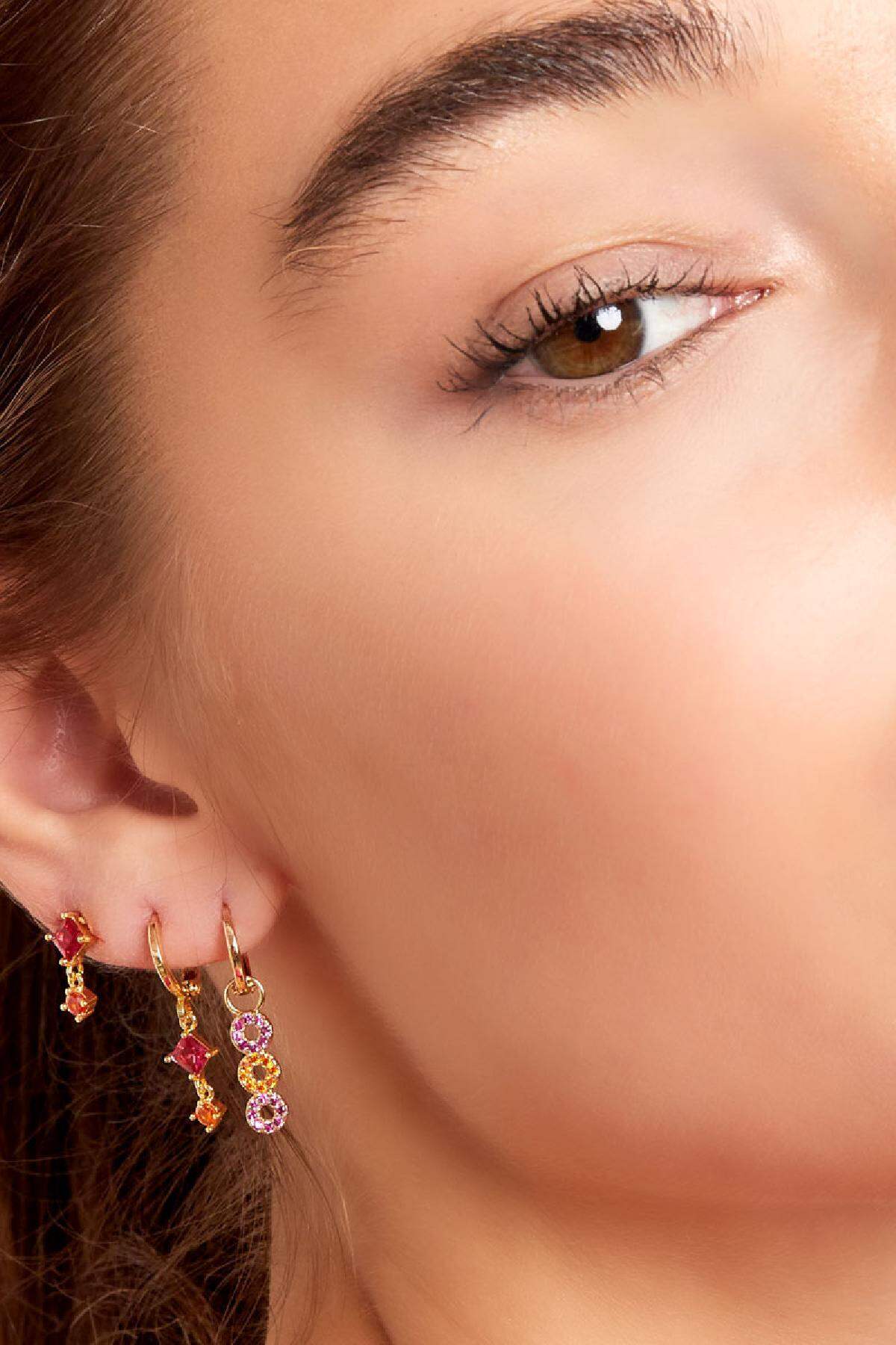 Küpeler üç daire - Sparkle koleksiyonu Gold Copper h5 Resim4