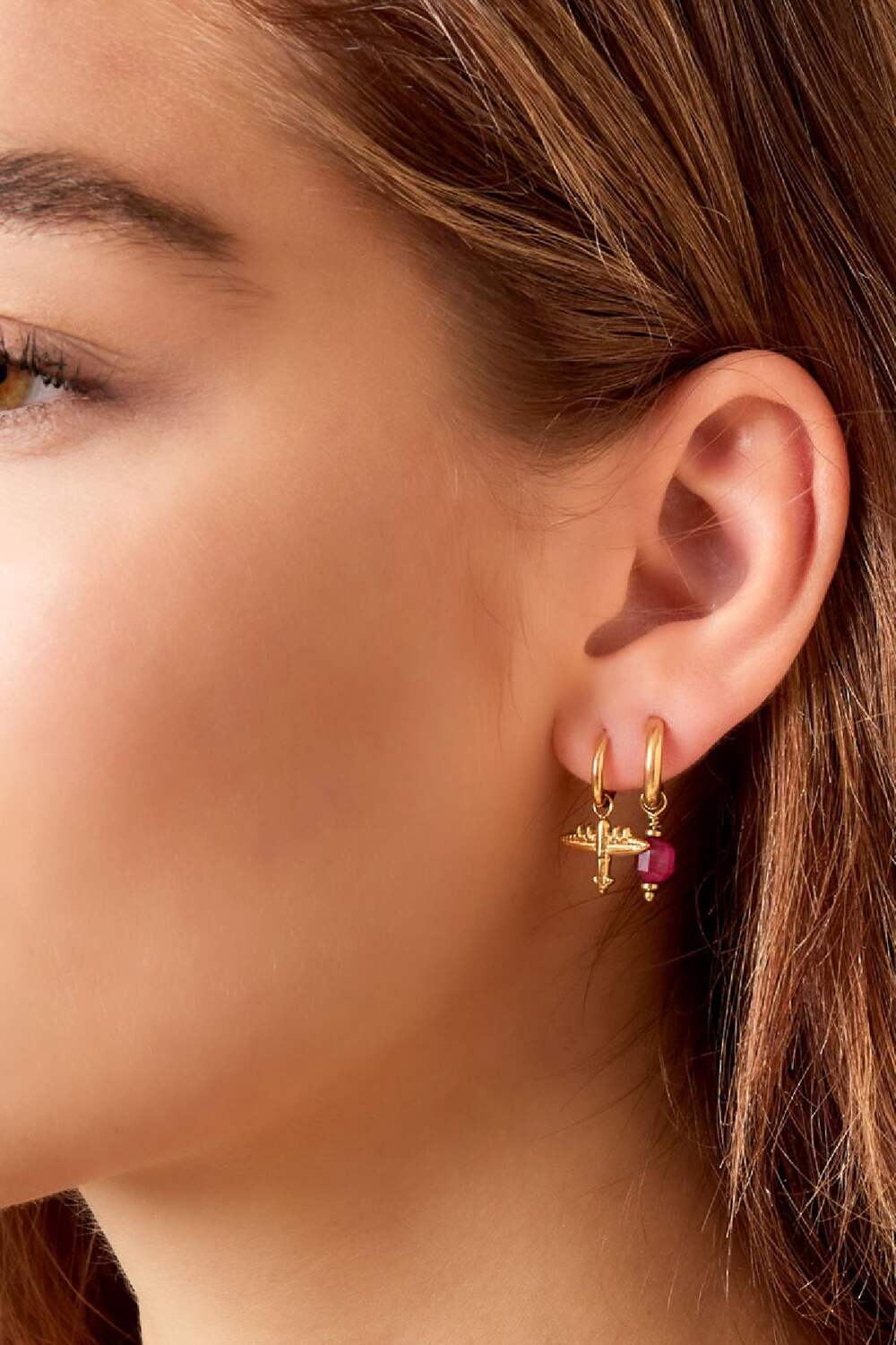 Boucles d'oreilles avec breloque avion Argenté Acier inoxydable h5Image3