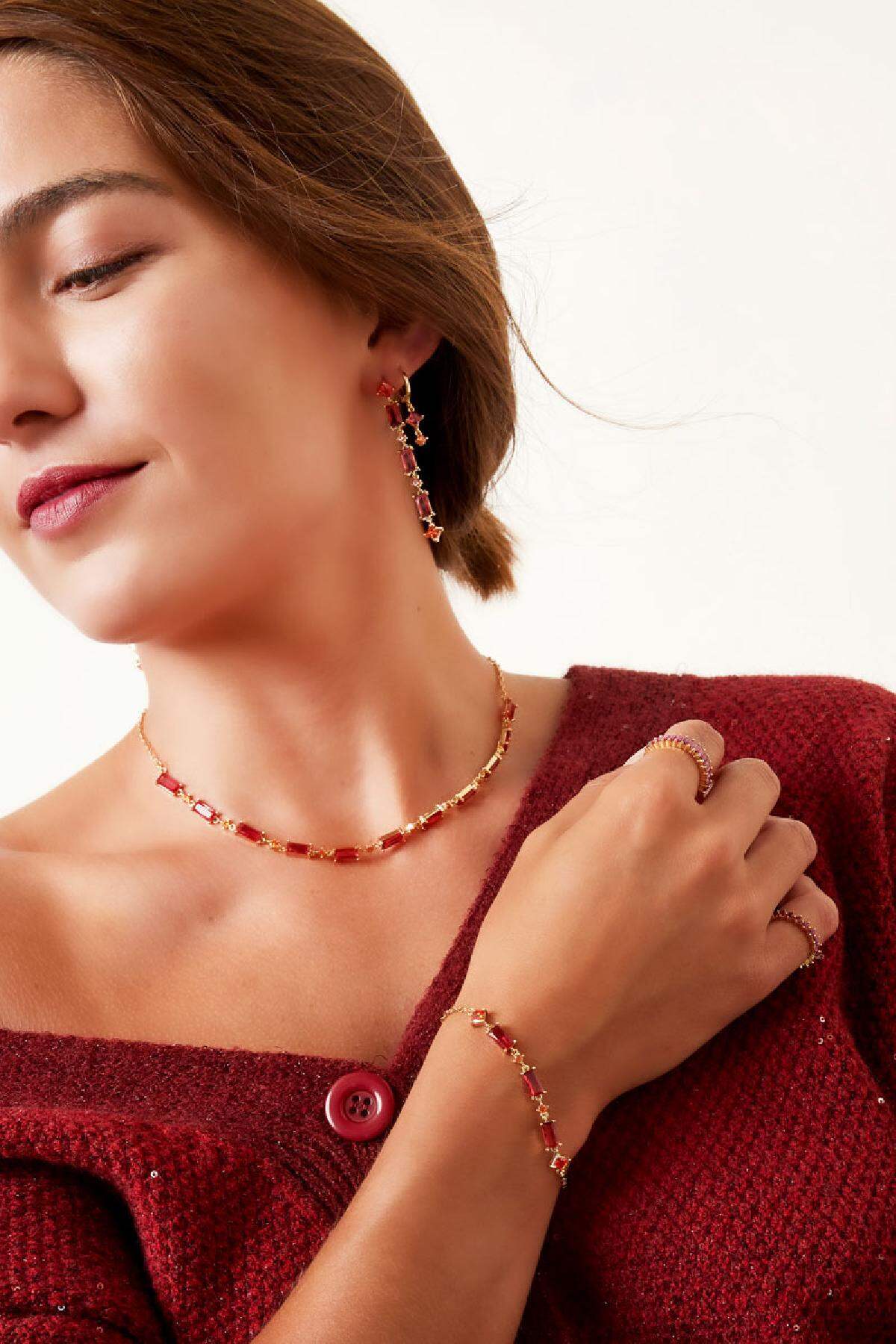 Armband mit farbigen Steinen - Kollektion Sparkle Orange & Goldfarbe Kupfer 2