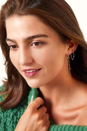 Earrings with chain star - Sparkle collection Gold Color Copper h5 Picture3