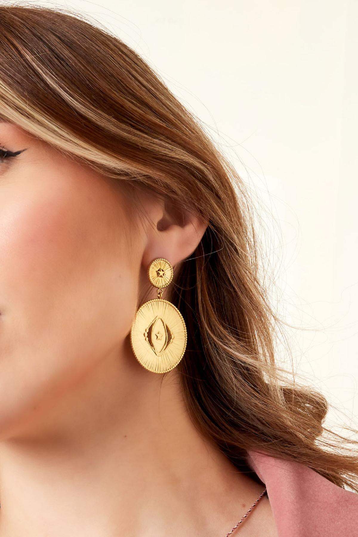 Orecchini Statement 2 cerchi Gold Stainless Steel Immagine3