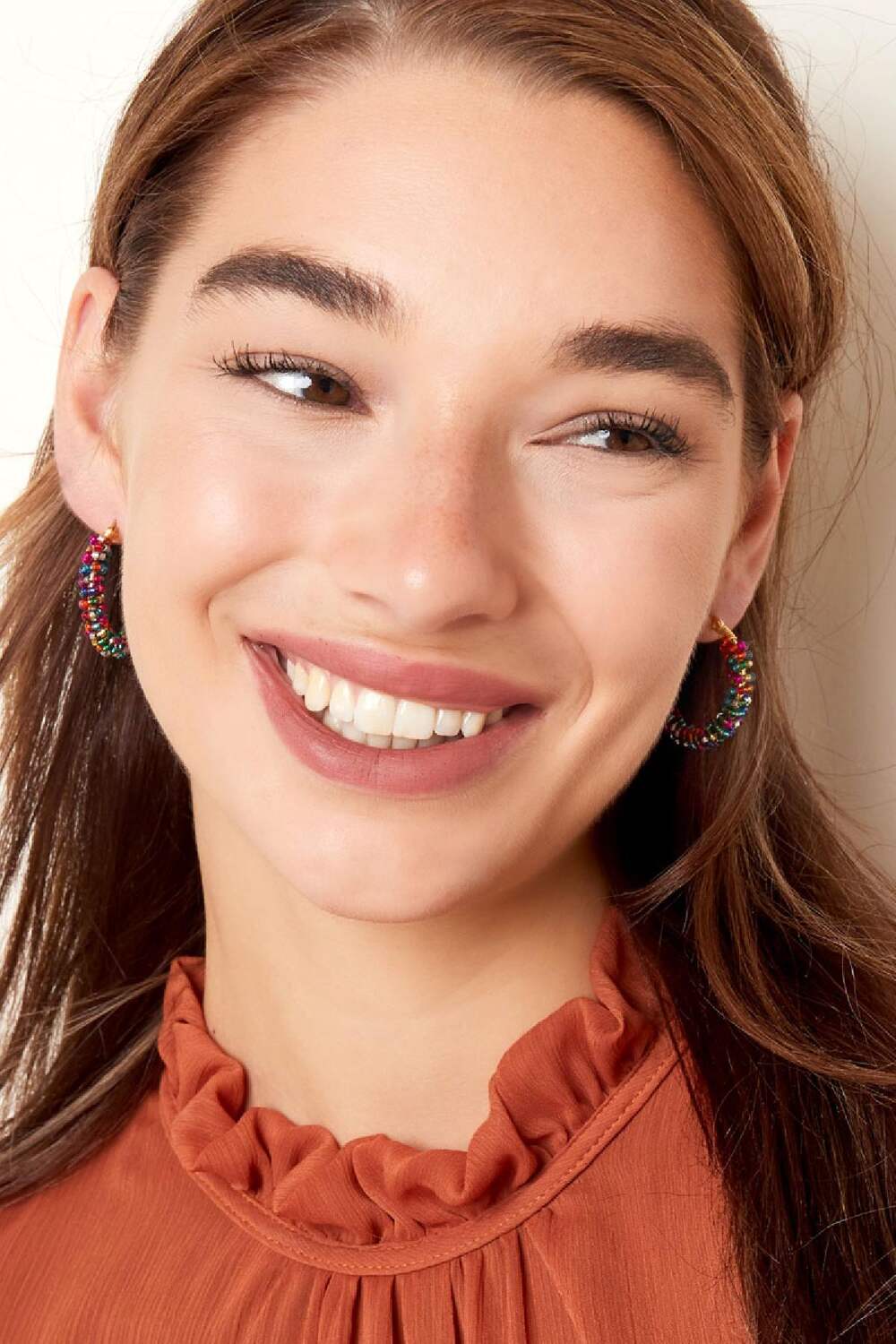 Boucles D'oreilles Colorées Avec Perles Multicouleur Acier Inoxydable h5Image2