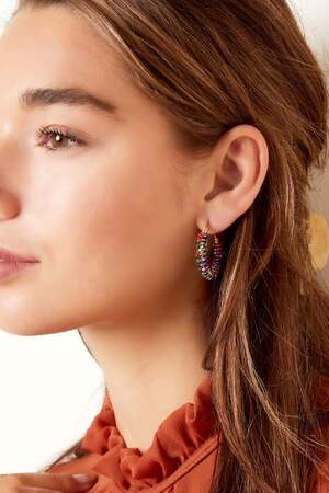 Boucles D'oreilles Colorées Avec Perles Multicouleur Acier Inoxydable h5 Image3