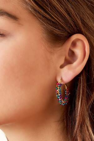Boucles D'oreilles Colorées Avec Perles Multicouleur Acier Inoxydable h5 Image4