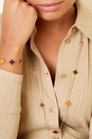 Bracelet with colored clovers Gold color Stainless Steel h5 Picture3
