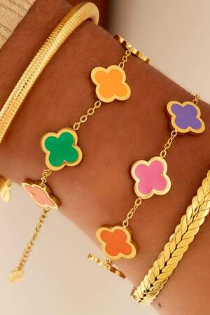 Bracelet with 5 clovers Silver Color Stainless Steel h5 Picture2