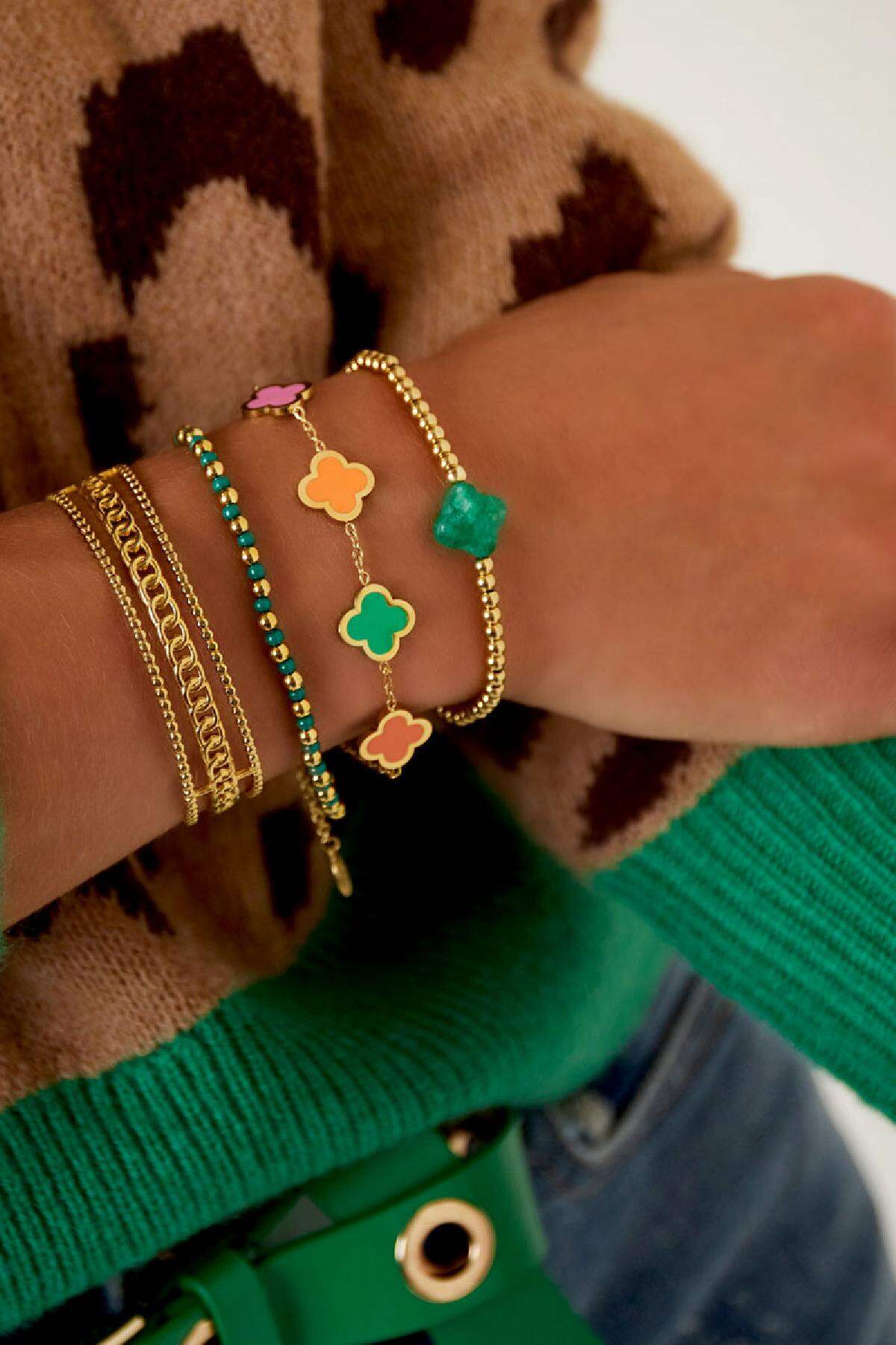 Bracelet lucky Gold Color Stainless Steel 2