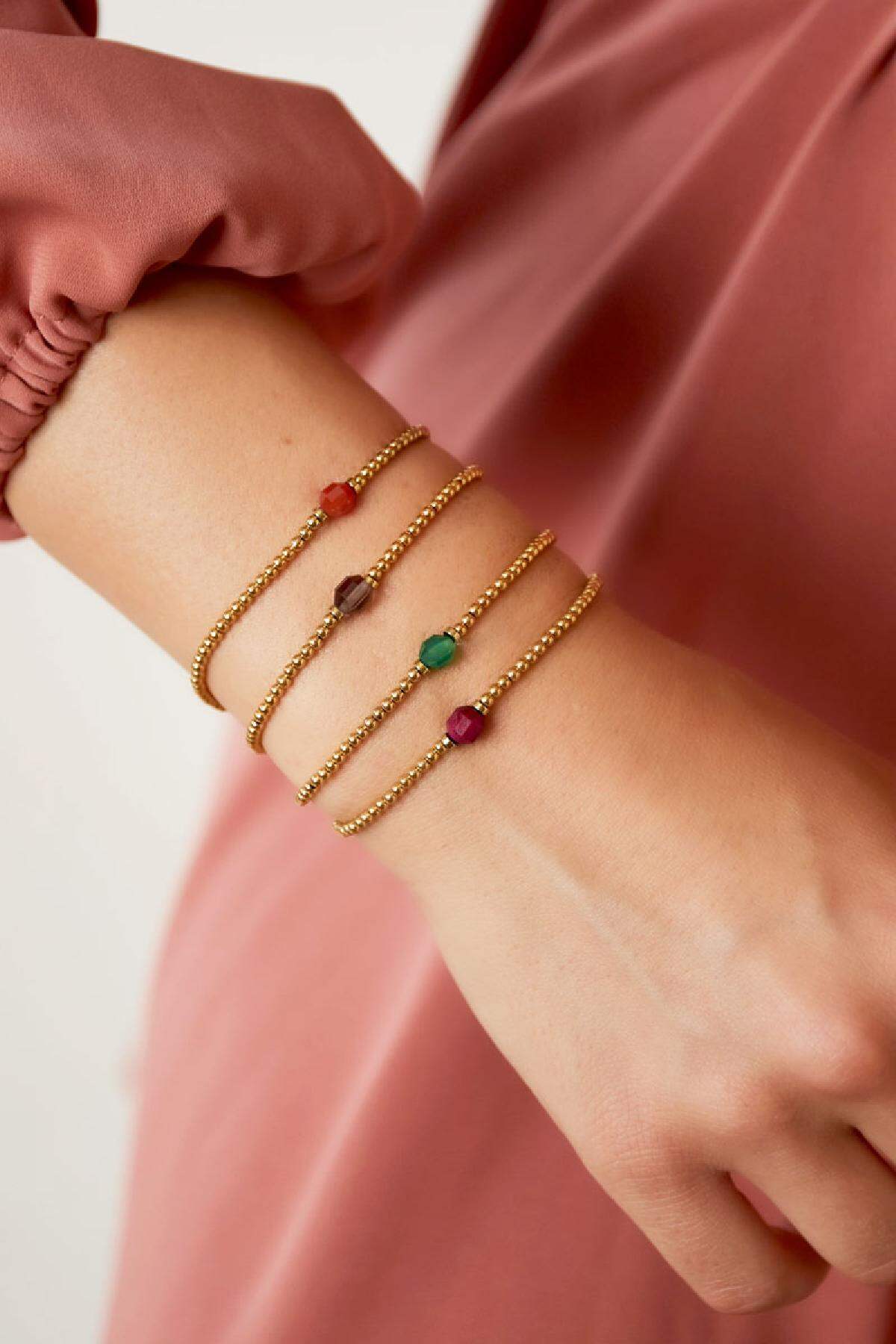 Bracelet avec pierre colorée Vert& Argenté Acier inoxydable h5 Image2
