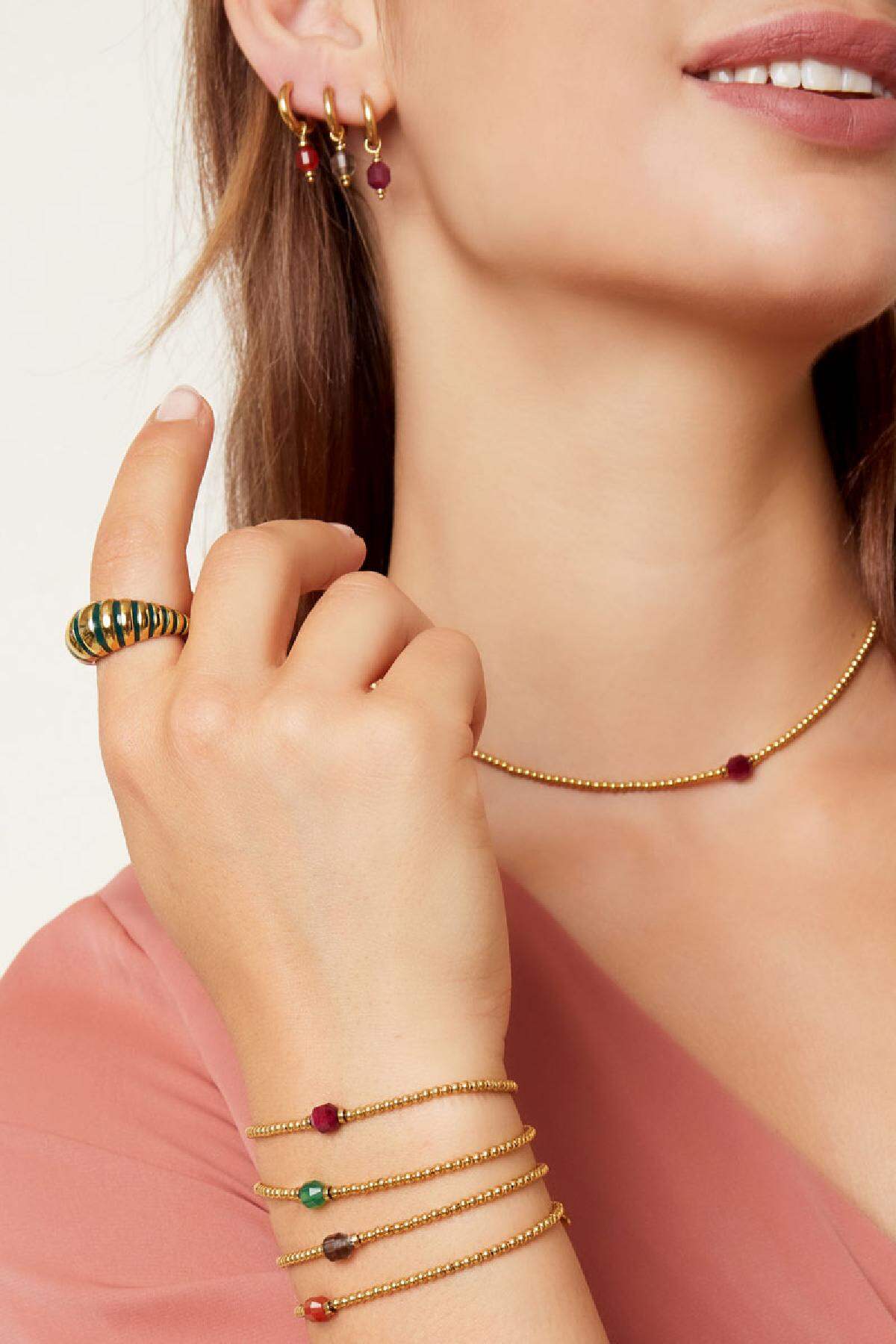 Bracelet avec pierre colorée Vert& Argenté Acier inoxydable h5 Image3