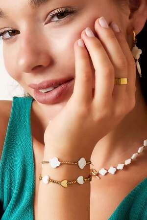 Bracciale trifogli di conchiglie Gold Stainless Steel h5 Immagine3