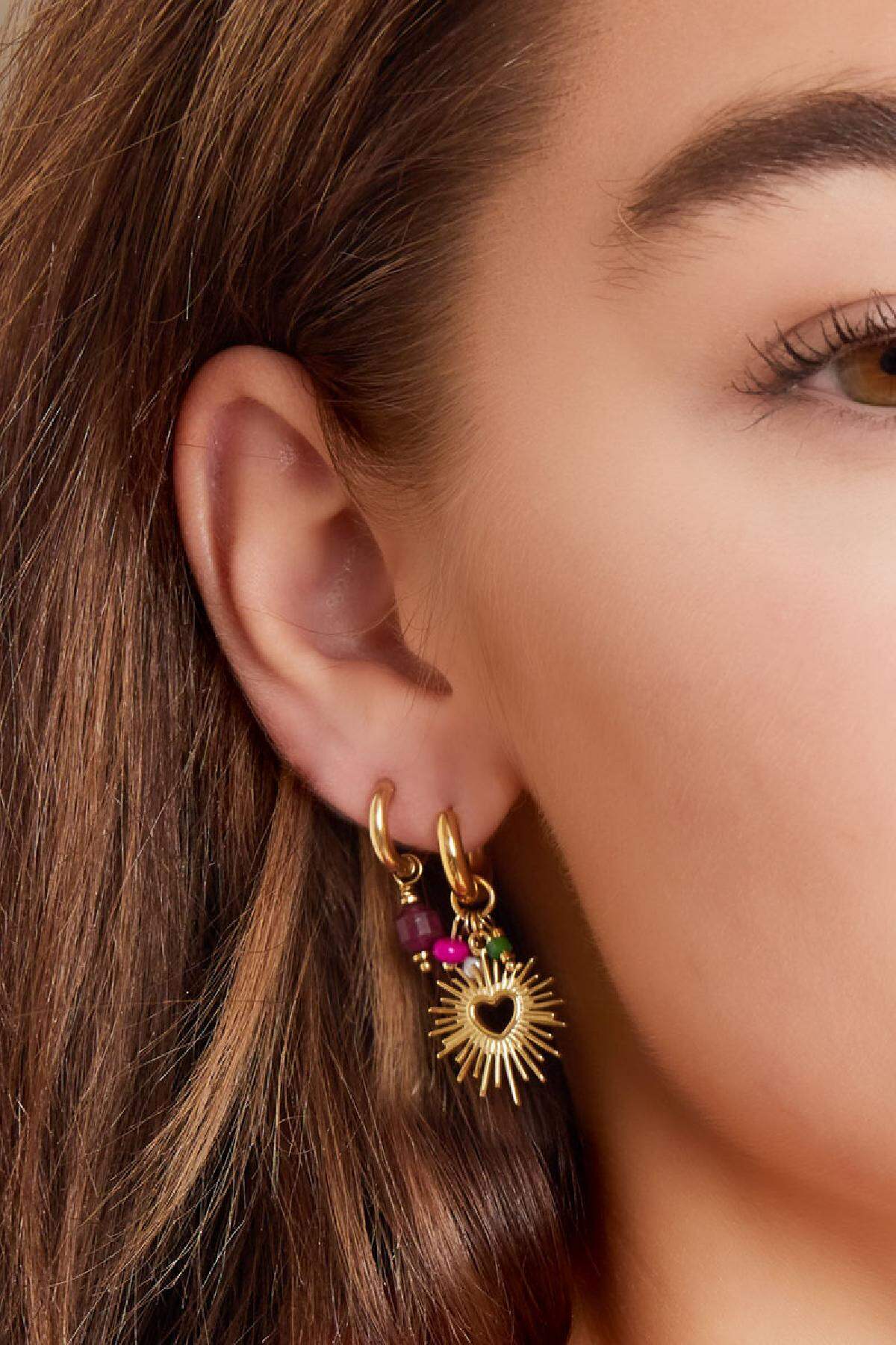 Pendientes con corazón y abalorios Color dorado Acero inoxidable Imagen3
