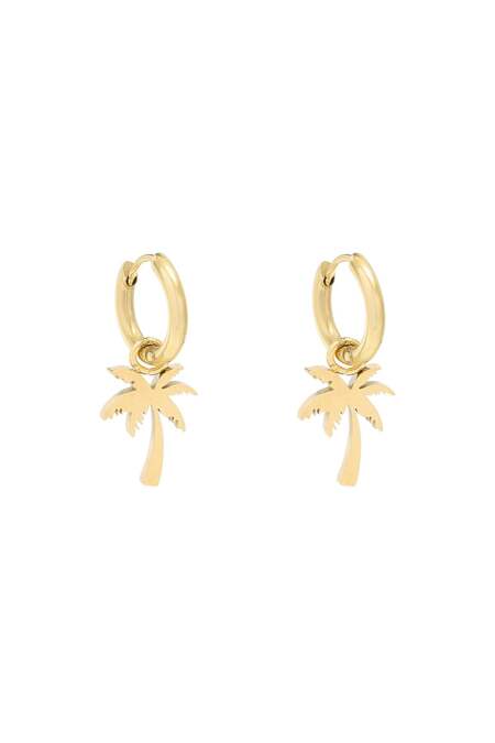 Oorbellen Summer Palm Goud kleur Stainless Steel