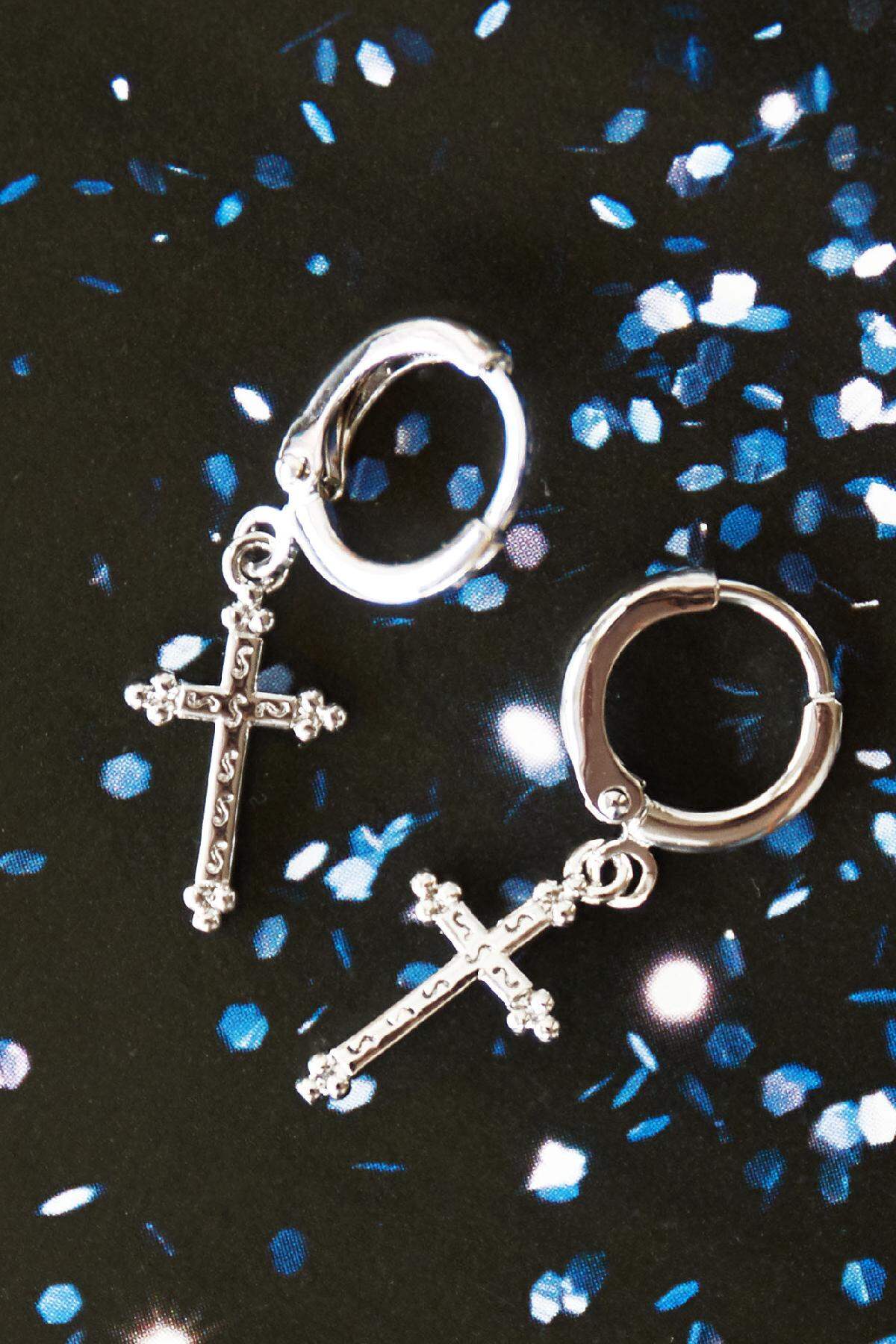 Ohrringe Classic Cross Silber Kupfer Bild3