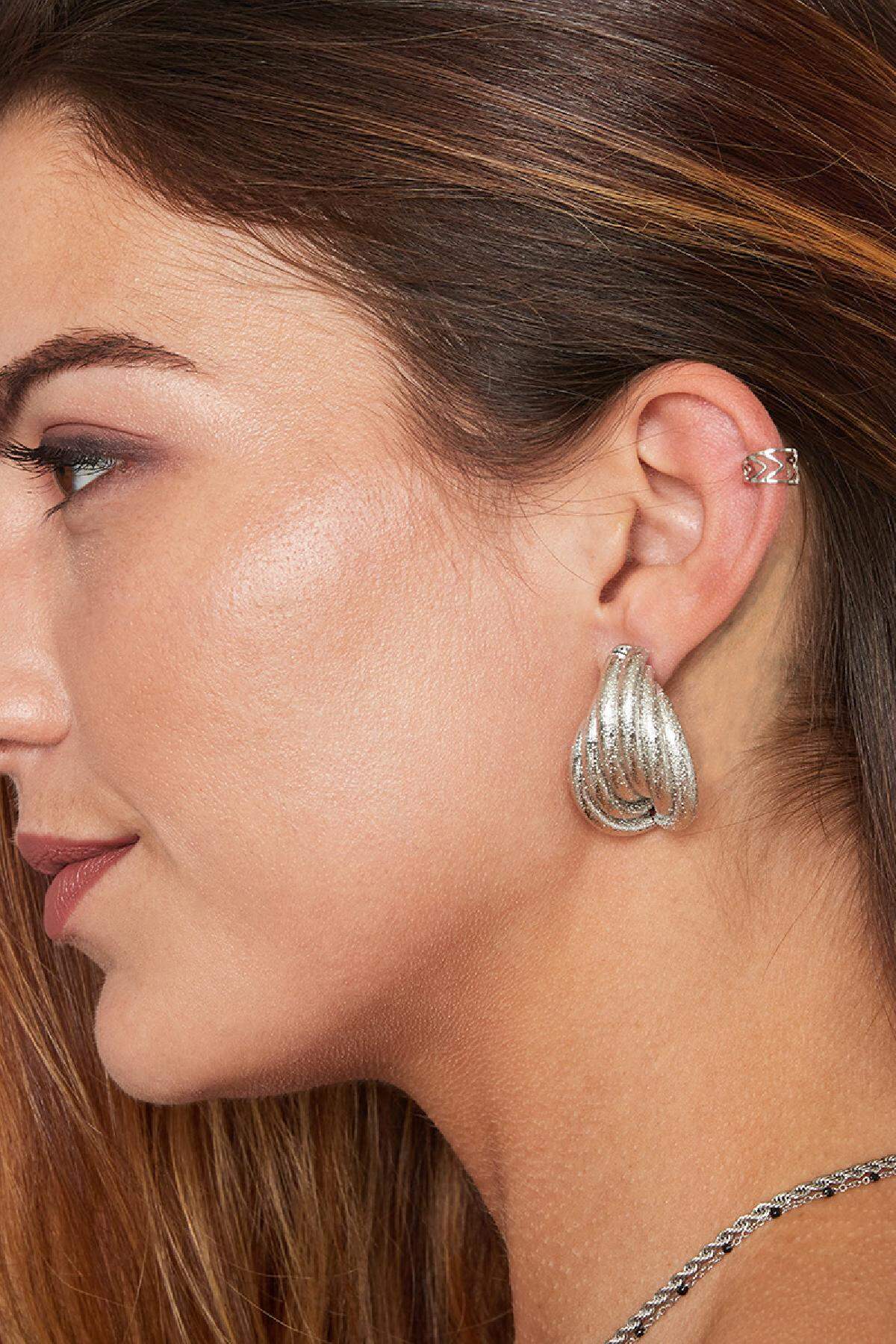 Earcuff Hannah Silver Color Stainless Steel Immagine3