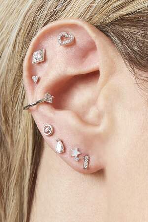 Earrings Little star Silver Color Copper h5 Immagine2