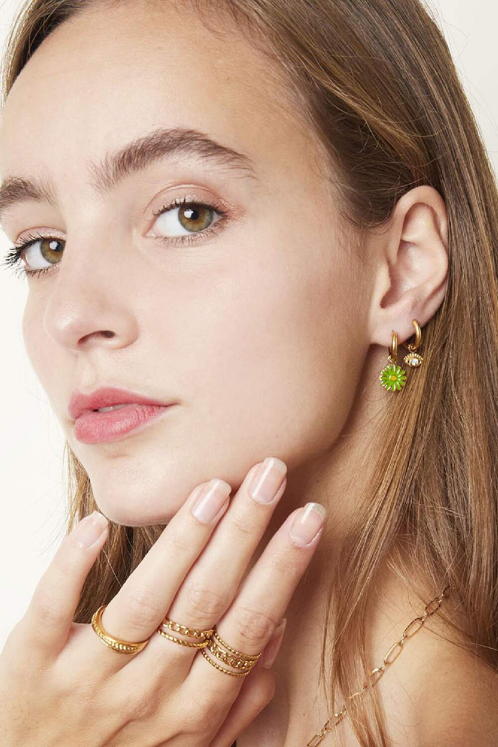 Boucles d'oreilles Daisy Blanc Acier inoxydable h5Image3