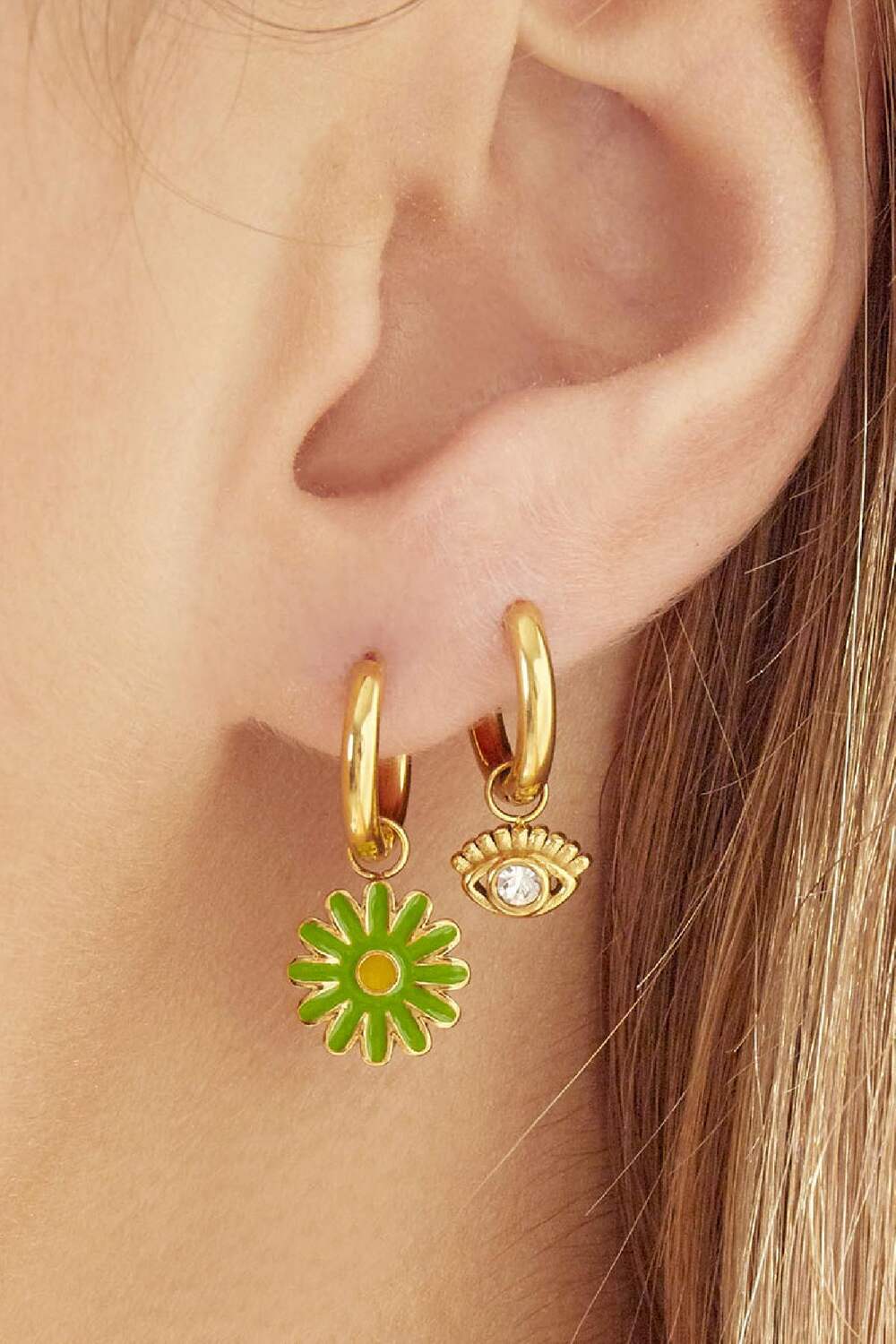 Boucles d'oreilles Daisy Blanc Acier inoxydable h5Image2