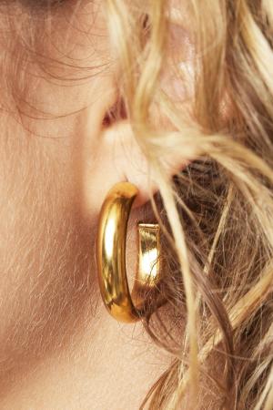 Earrings Hoops Smooth Gold Color Stainless Steel h5 Picture2