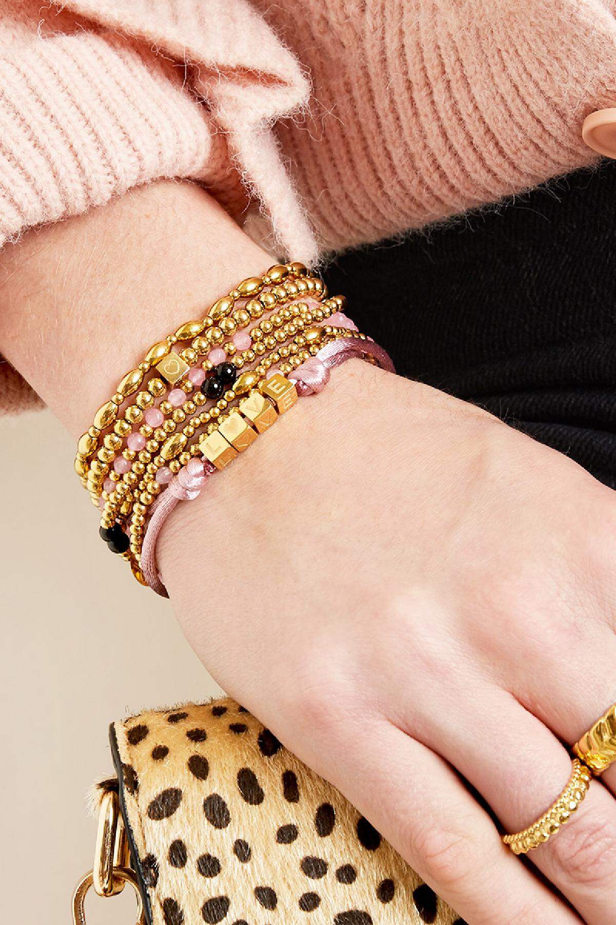 Armband Beaded heart  Goldfarbe Edelstahl h5 Bild2