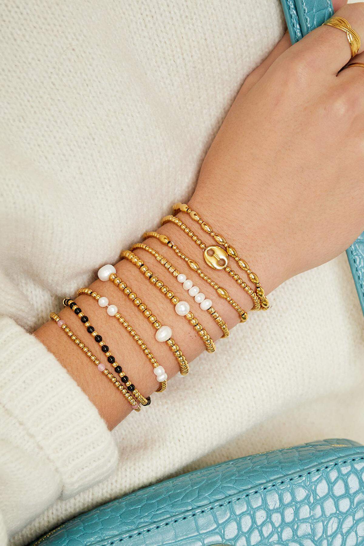Bracelet Pearl Beads Gold Color Stainless Steel h5Picture2