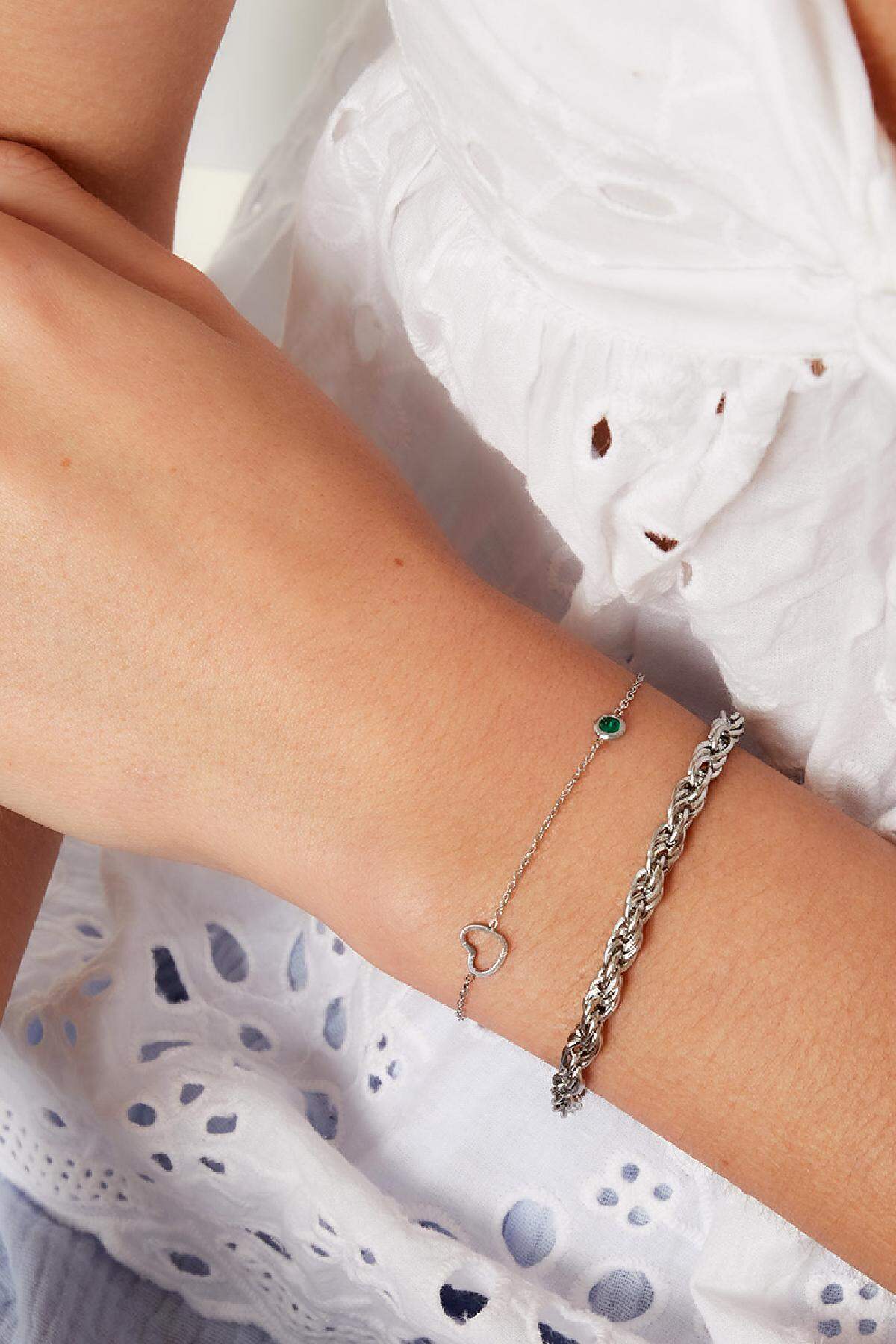 Bracciale Birthstone gennaio argento Red Stainless Steel h5 Immagine2