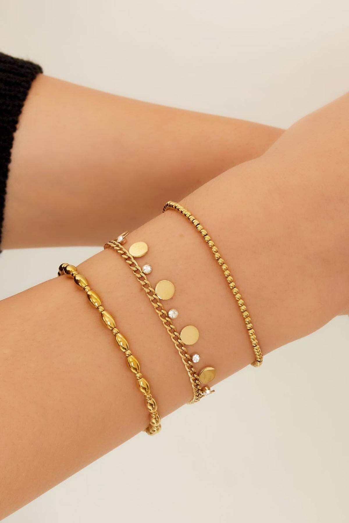 Armbandkreise mit Strasssteinen Goldfarbe Edelstahl