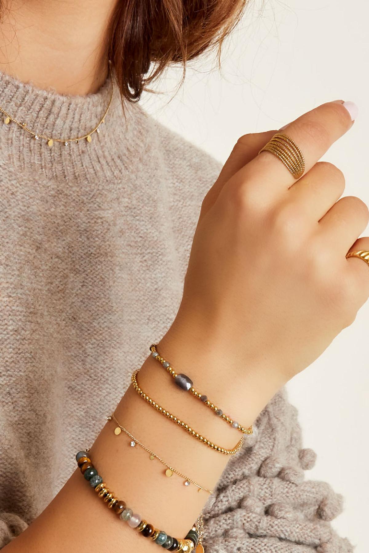 Groothandel Goudkleurig RVS Armband met Steentjes voor Vrouwen Basic Vorm Set van 1, foto 3 van 4