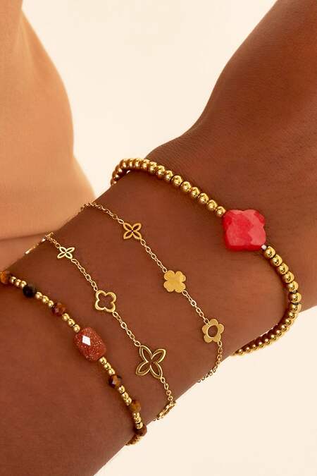 Bracciale con charms trifoglio aperto Gold Stainless Steel