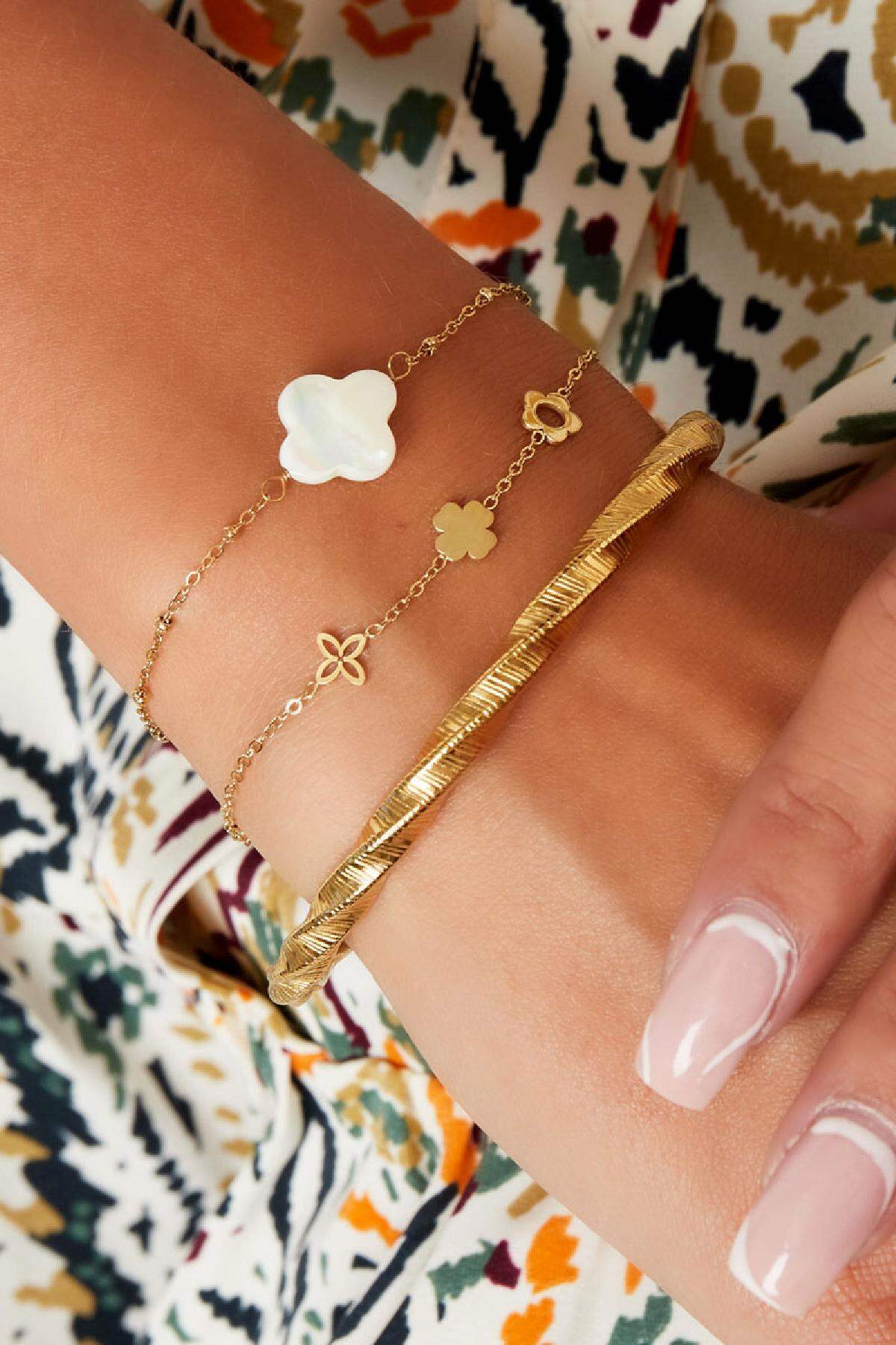 Armband mit drei verschiedenen Blumen Silber Edelstahl