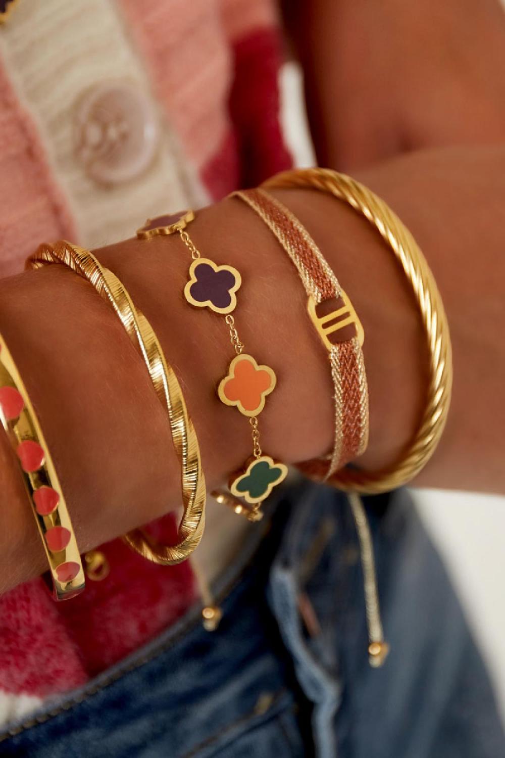 Stoffen Armband The Good Life  Donkergroen Polyester Afbeelding2