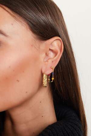 Oorbellen met ketting en steentjes Goud kleur Koper h5 Afbeelding2