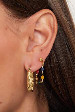 Oorbellen met ketting en steentjes Goud kleur Koper h5 Afbeelding3