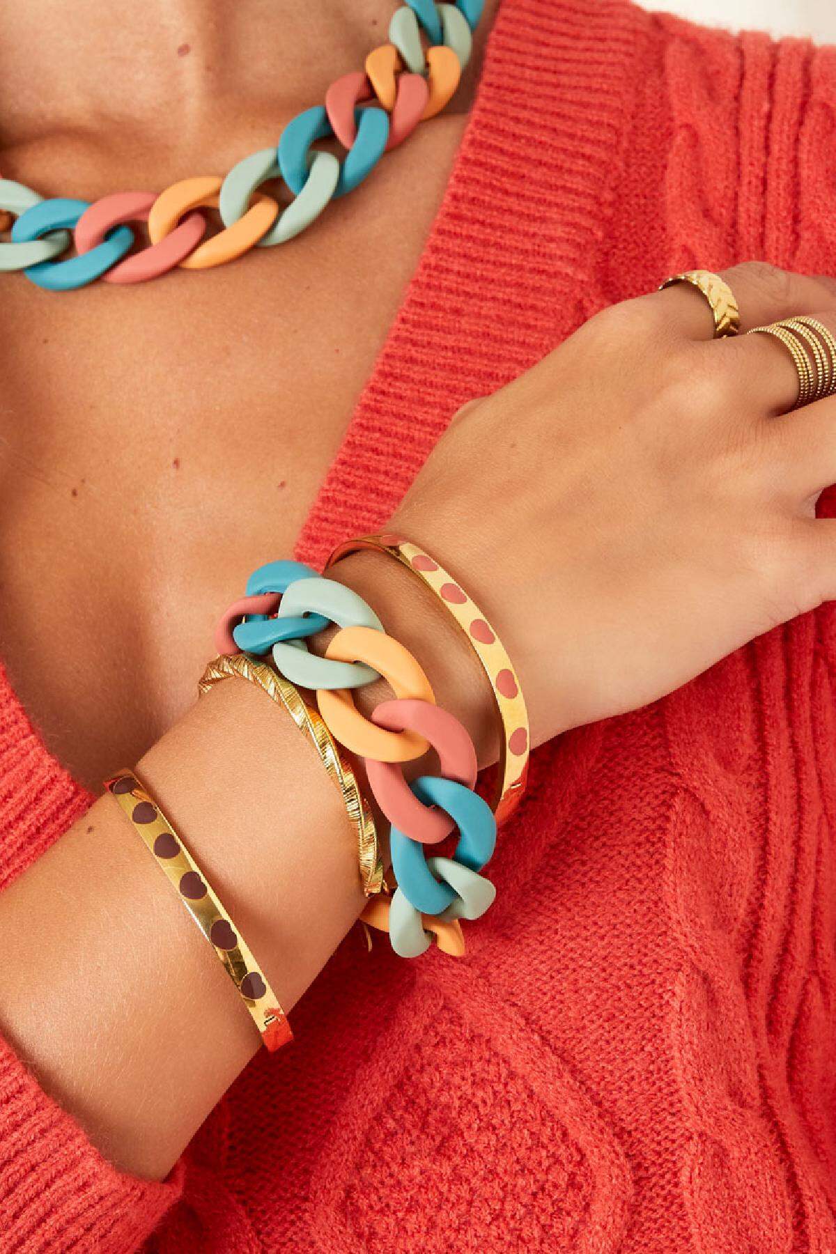 Armband Acryl verbunden Beige Edelstahl Bild4