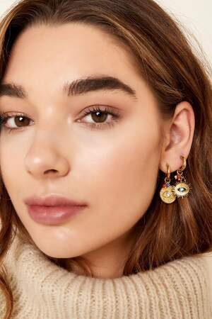 Earrings eye with beads Gold Color Stainless Steel h5 Picture2